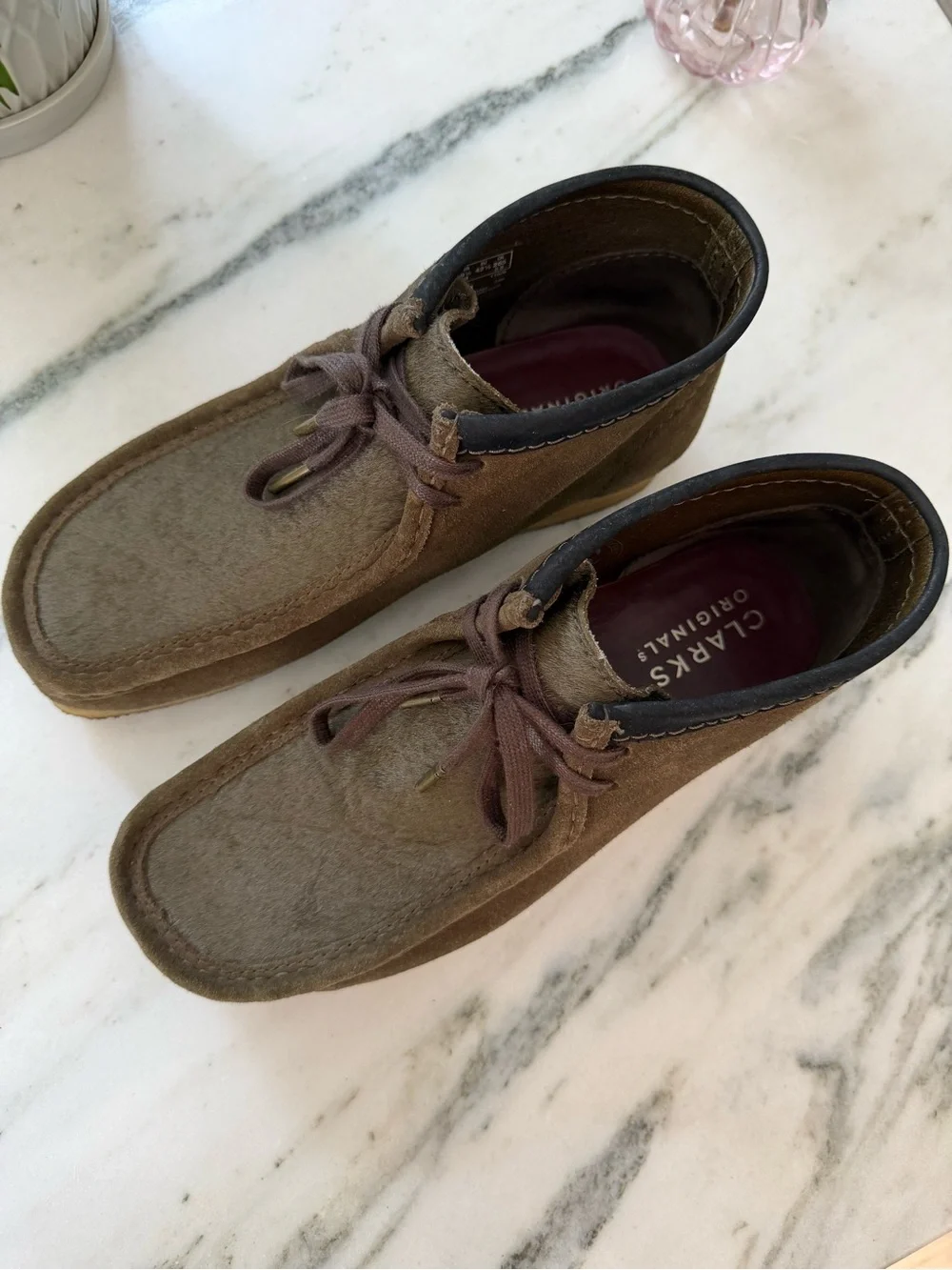 Men's Brown calf hair wallabee boots